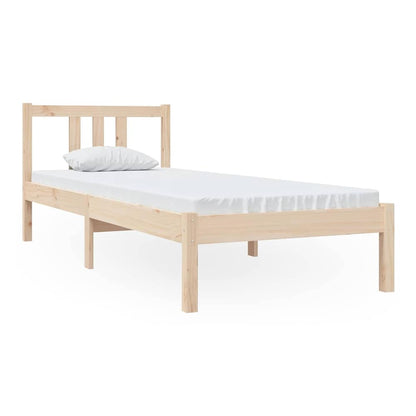 Bed Frame without Mattress Solid Wood Double Length 190 cm Natural 75 cm