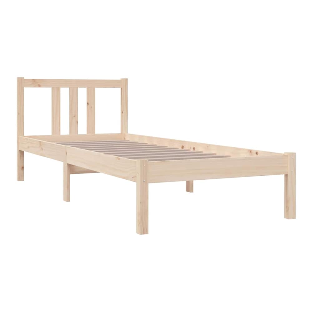Bed Frame without Mattress Solid Wood Double Length 190 cm Natural 75 cm