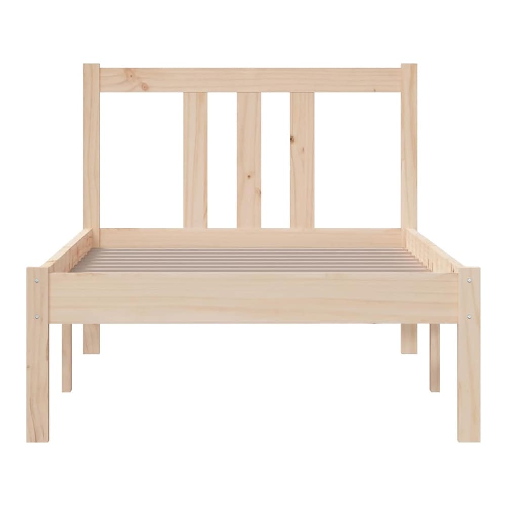 Bed Frame without Mattress Solid Wood Double Length 190 cm Natural 75 cm