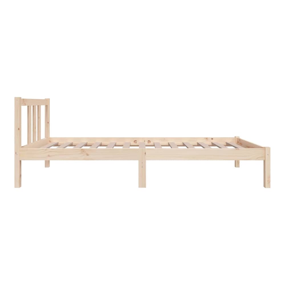 Bed Frame without Mattress Solid Wood Double Length 190 cm Natural 75 cm