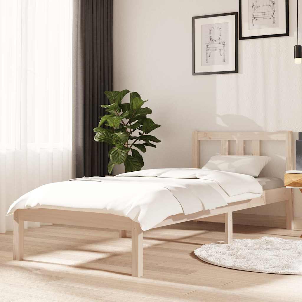 vidaXL Bed Frame without Mattress Solid Wood 75x190 cm Small Single 1