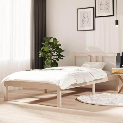 Bed Frame without Mattress Solid Wood Double Length 190 cm Natural 90 cm