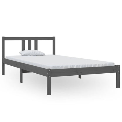 vidaXL Bed Frame without Mattress Grey Solid Wood 100x200 cm 2