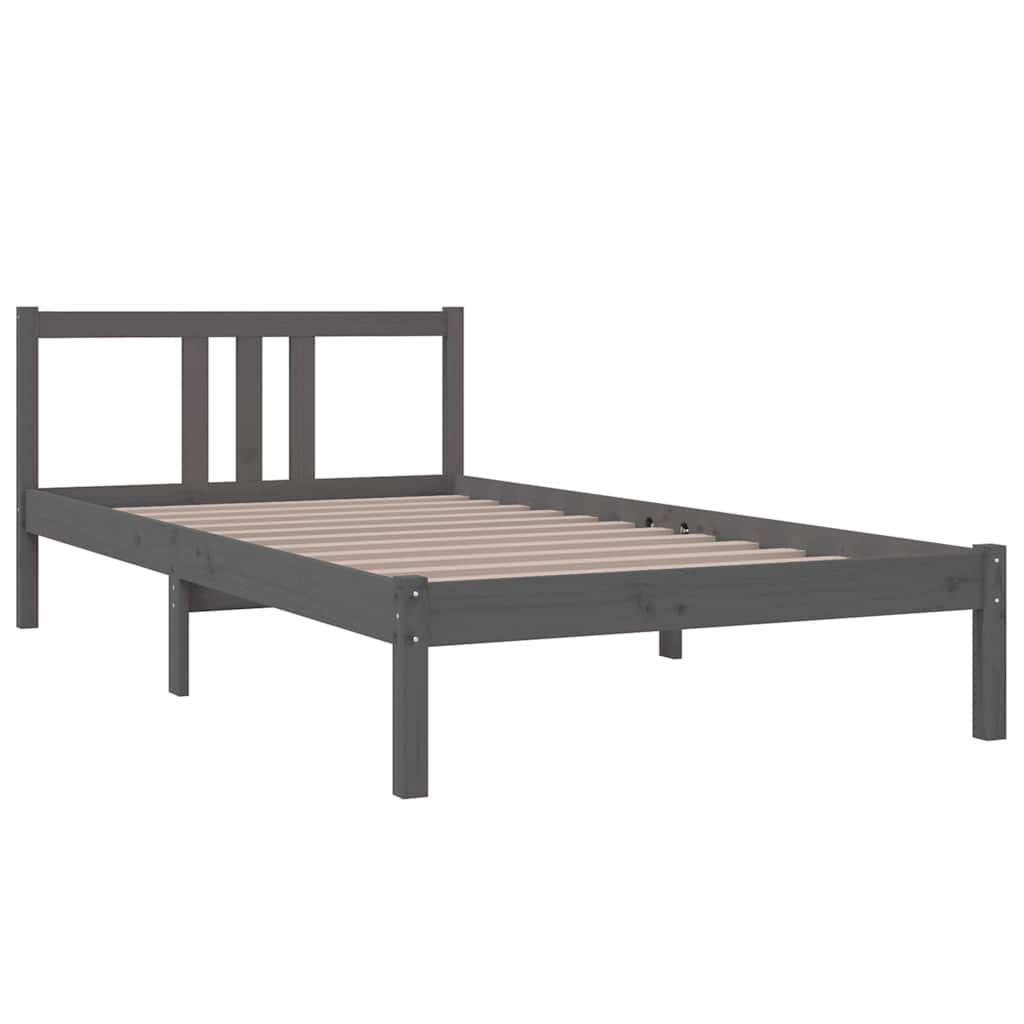 vidaXL Bed Frame without Mattress Grey Solid Wood 100x200 cm 3