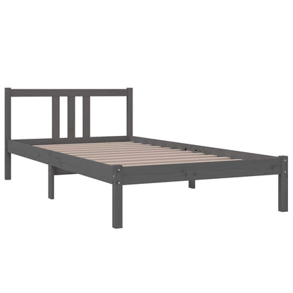 vidaXL Bed Frame without Mattress Grey Solid Wood 100x200 cm 3