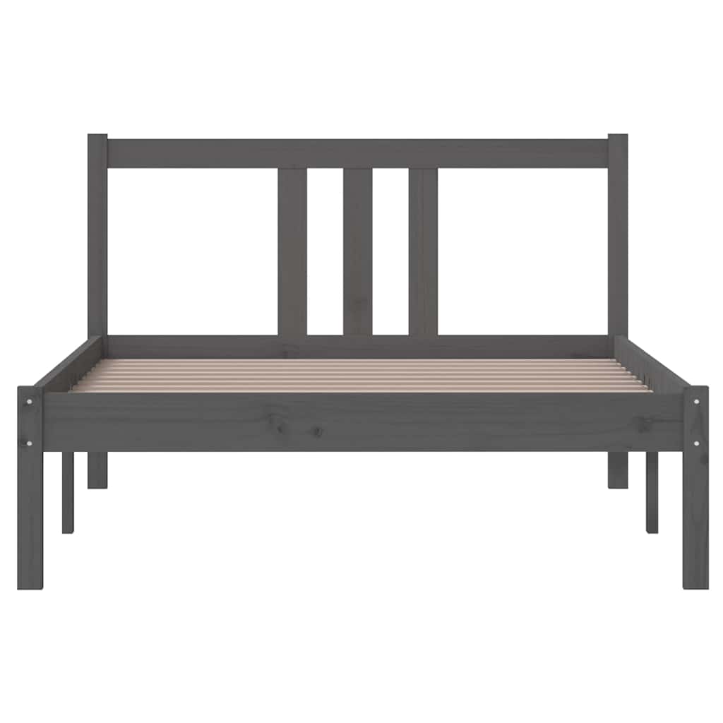vidaXL Bed Frame without Mattress Grey Solid Wood 100x200 cm 4