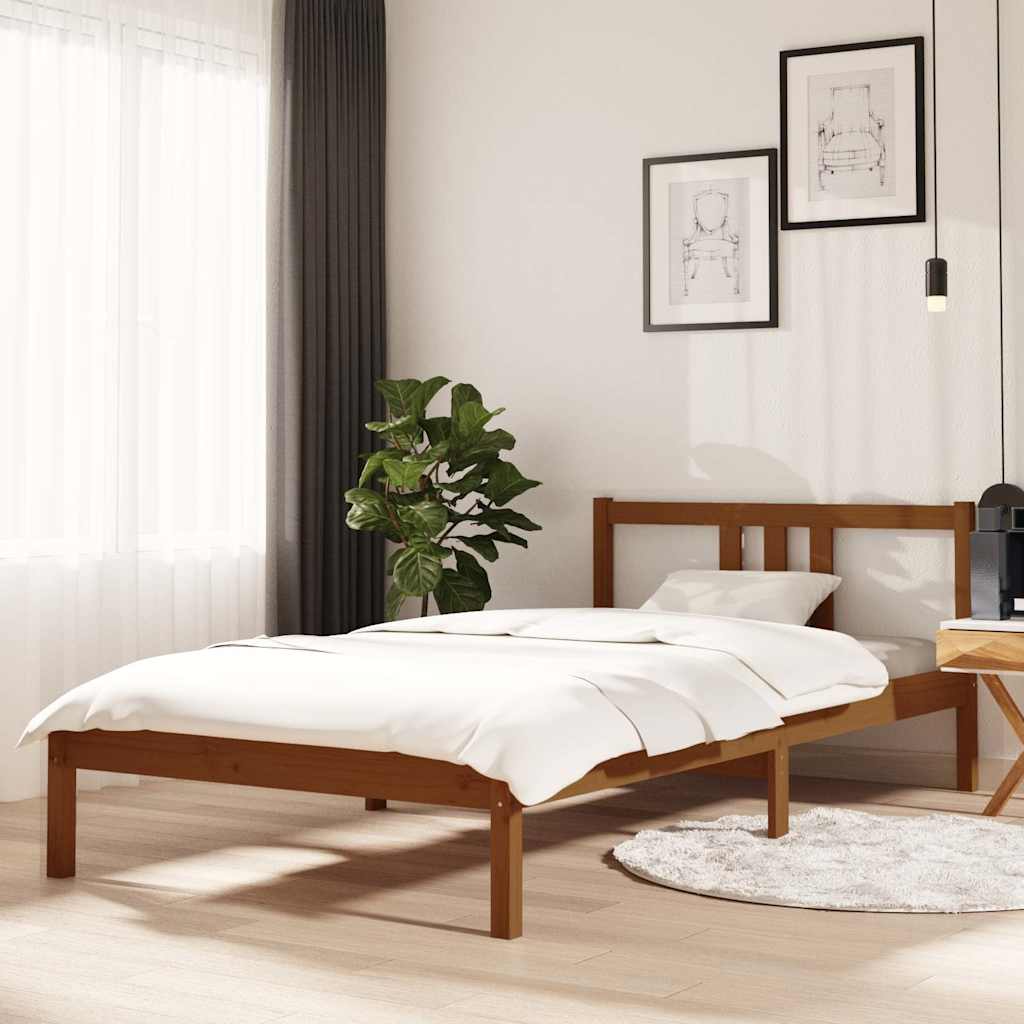 vidaXL Bed Frame without Mattress Honey Brown Solid Wood 100x200 cm 1