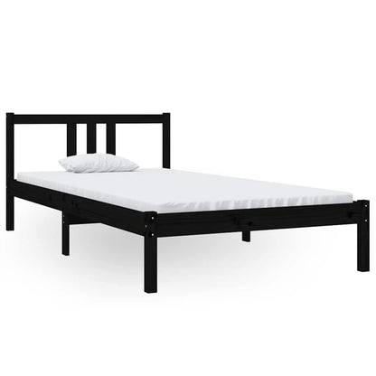 vidaXL Bed Frame without Mattress Black Solid Wood 100x200 cm 2
