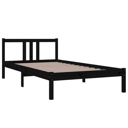 vidaXL Bed Frame without Mattress Black Solid Wood 100x200 cm 3