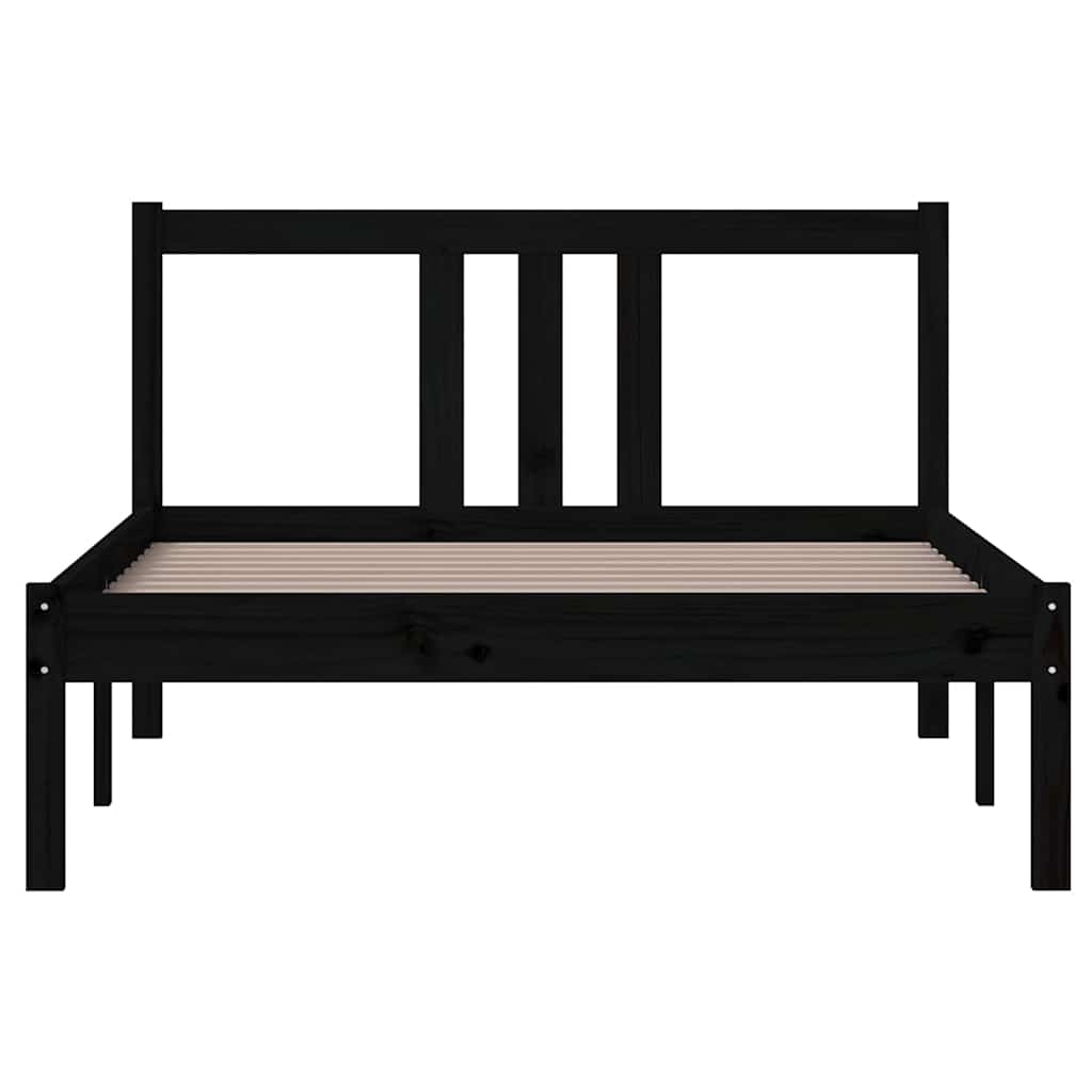 vidaXL Bed Frame without Mattress Black Solid Wood 100x200 cm 4
