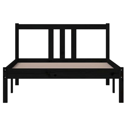 vidaXL Bed Frame without Mattress Black Solid Wood 100x200 cm 4