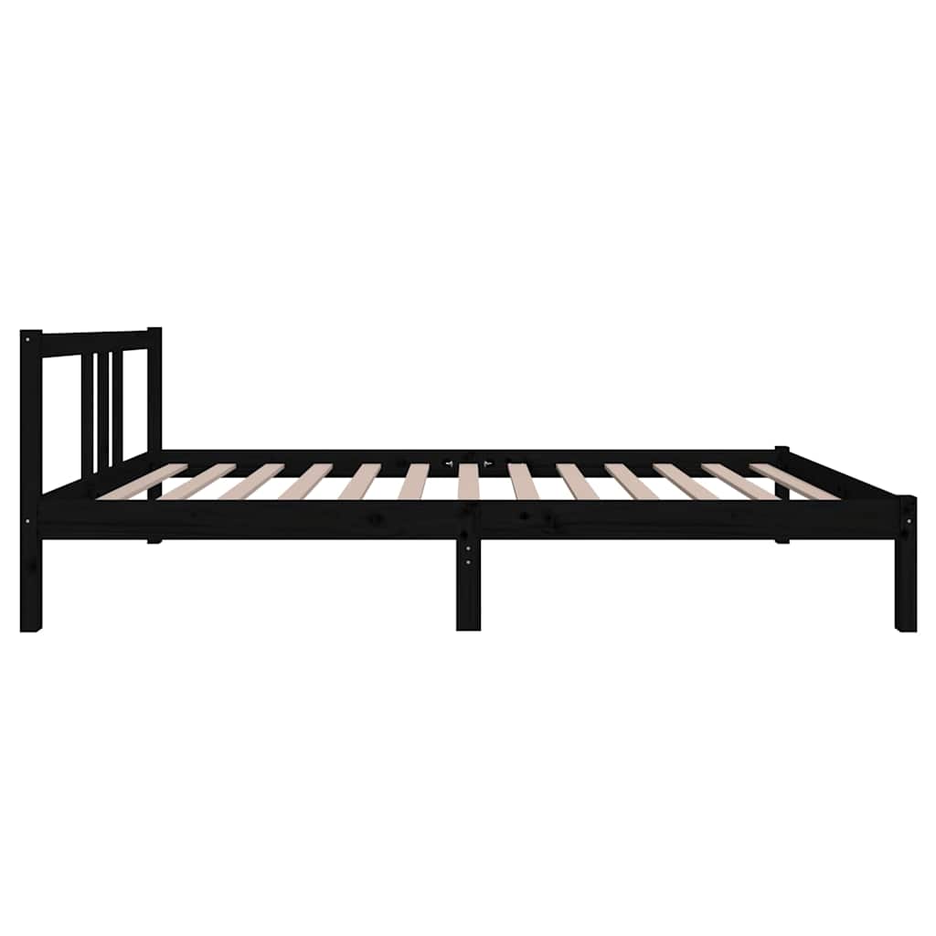 vidaXL Bed Frame without Mattress Black Solid Wood 100x200 cm 5