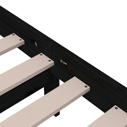 vidaXL Bed Frame without Mattress Black Solid Wood 100x200 cm 6
