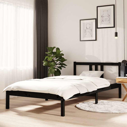 vidaXL Bed Frame without Mattress Black Solid Wood 100x200 cm 1