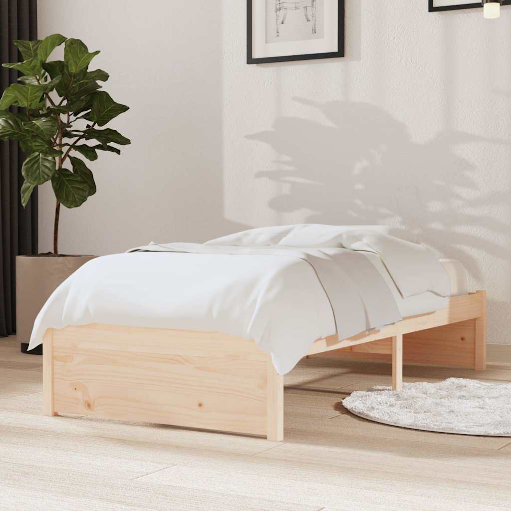 vidaXL Bed Frame without Mattress Solid Wood 75x190 cm Small Single 1