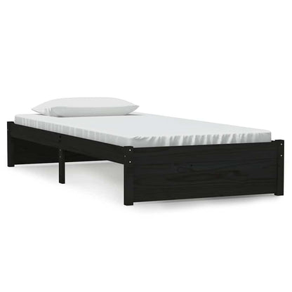 vidaXL Bed Frame without Mattress Black Solid Wood 90x190 cm Single 2
