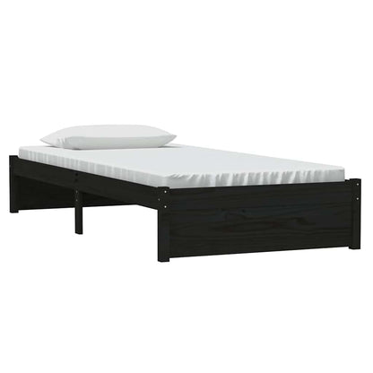 vidaXL Bed Frame without Mattress Black Solid Wood 90x190 cm Single 3