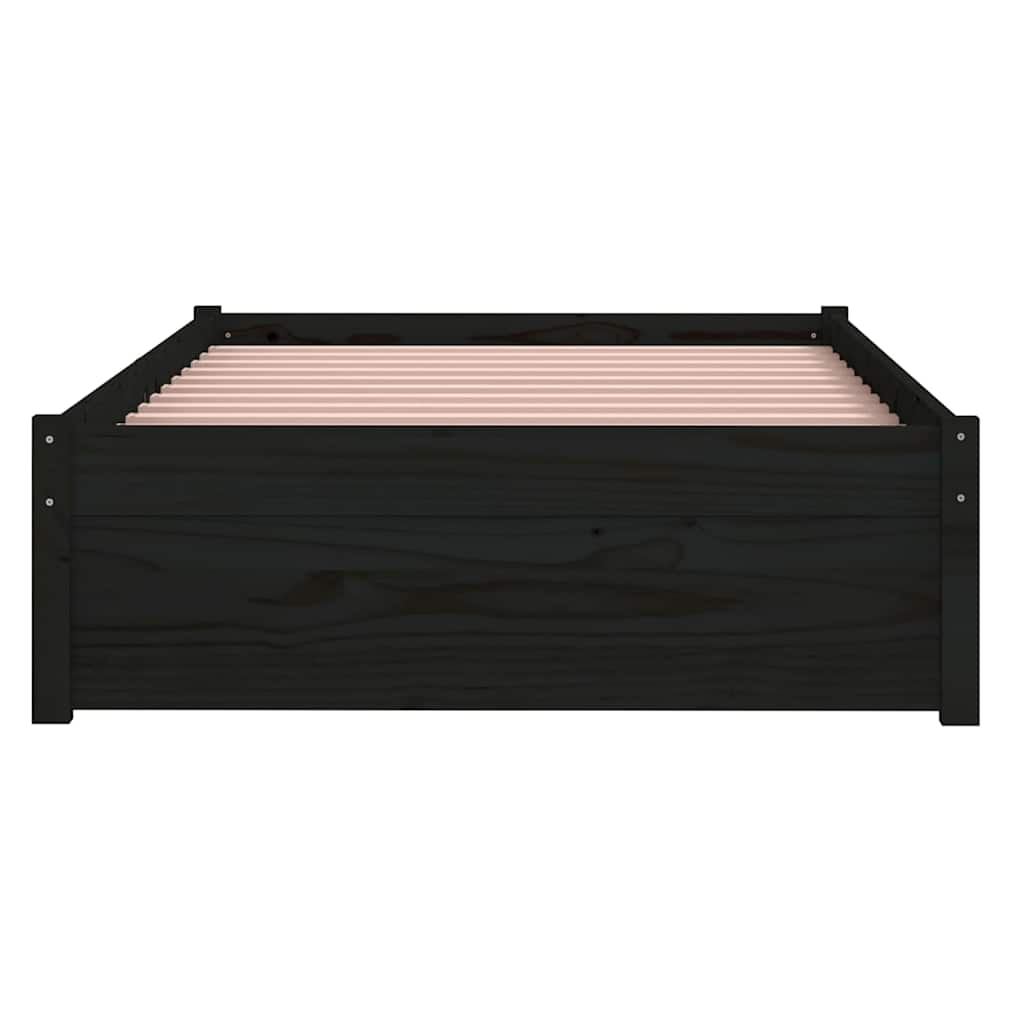vidaXL Bed Frame without Mattress Black Solid Wood 90x190 cm Single 5