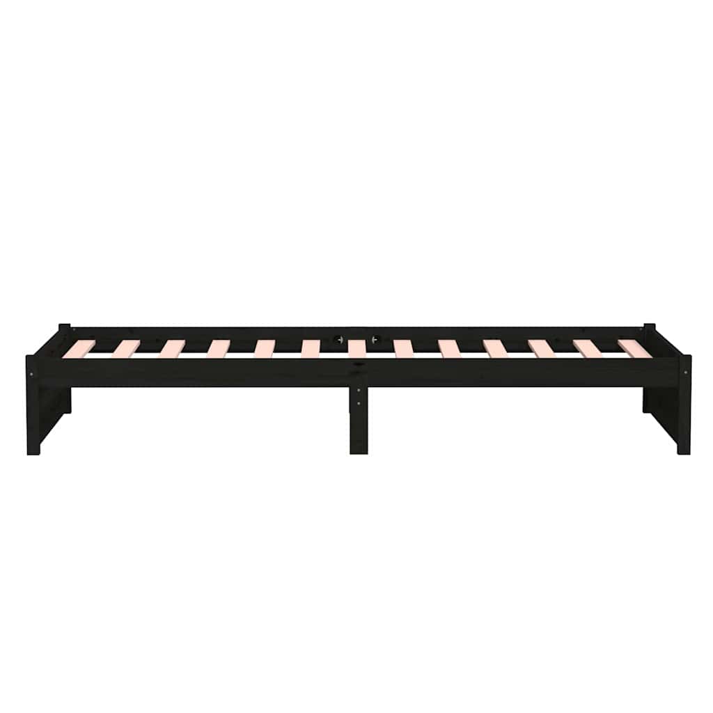 vidaXL Bed Frame without Mattress Black Solid Wood 90x190 cm Single 6