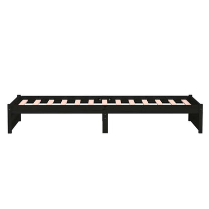 vidaXL Bed Frame without Mattress Black Solid Wood 90x190 cm Single 6