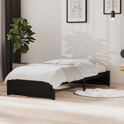 vidaXL Bed Frame without Mattress Black Solid Wood 90x190 cm Single 1