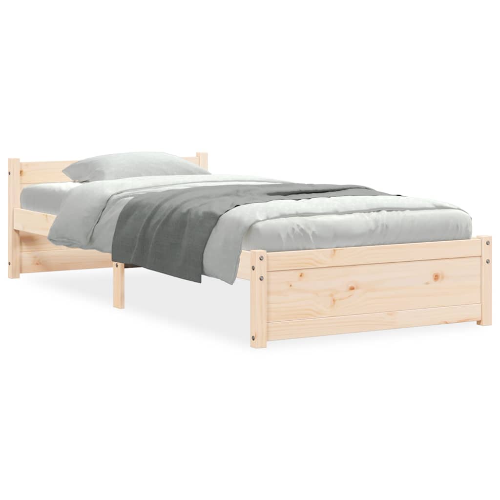 vidaXL Bed Frame without Mattress Solid Wood 75x190 cm Small Single 2