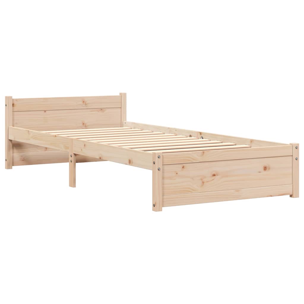vidaXL Bed Frame without Mattress Solid Wood 75x190 cm Small Single 3