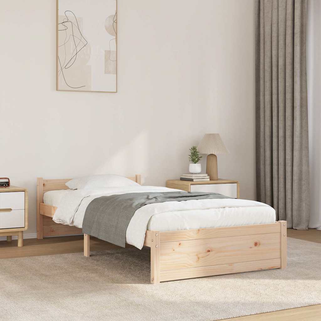 vidaXL Bed Frame without Mattress Solid Wood 75x190 cm Small Single 1