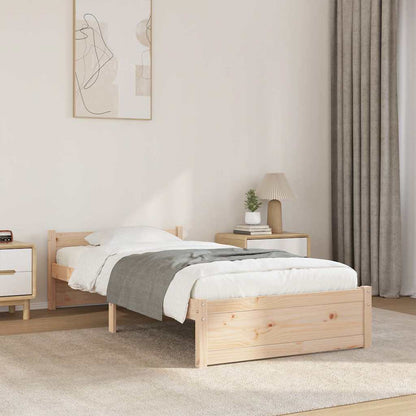 vidaXL Bed Frame without Mattress Solid Wood 75x190 cm Small Single 1