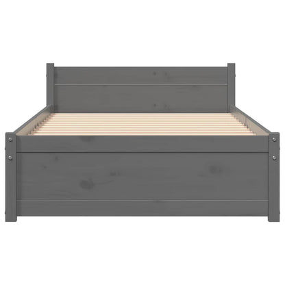 vidaXL Bed Frame without Mattress Grey Solid Wood 75x190 cm Small Single 4
