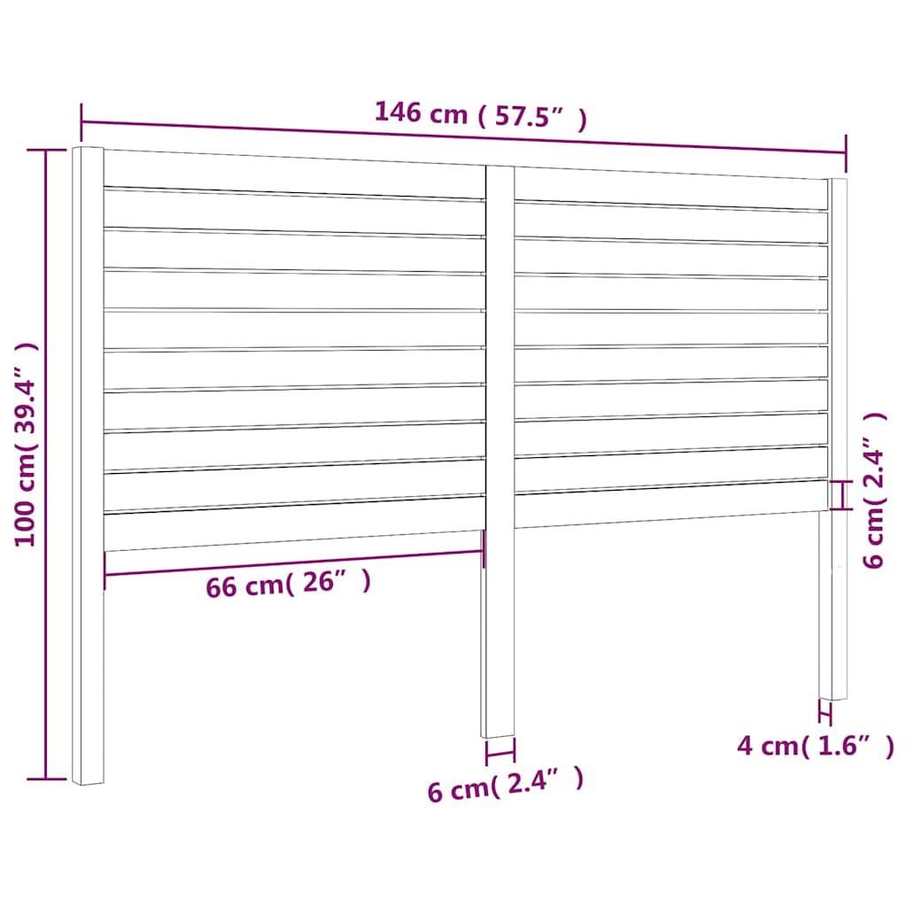 vidaXL Bed Headboard White 146x4x100 cm Solid Wood Pine 6