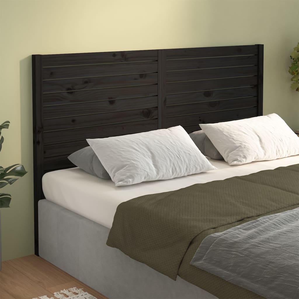 vidaXL Bed Headboard | Black | Solid pine wood | 146x4x100 cm 4