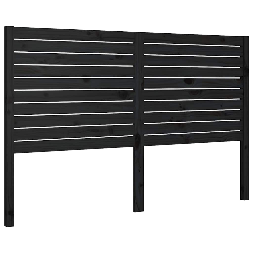vidaXL Bed Headboard | Black | Solid Pine Wood | Decorative Inlays 2