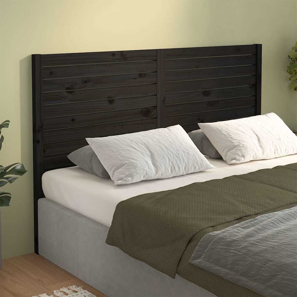 vidaXL Bed Headboard | Black | Solid Pine Wood | Decorative Inlays 4