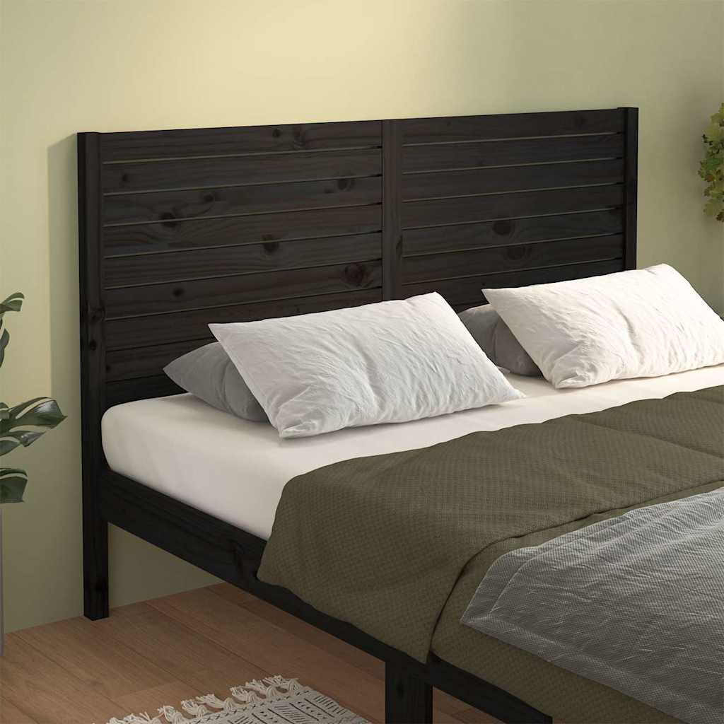 vidaXL Bed Headboard | Black | Solid Pine Wood | Decorative Inlays 1