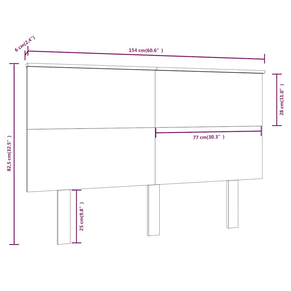 vidaXL Bed Headboard 154x6x82.5 cm Solid Wood Pine 6