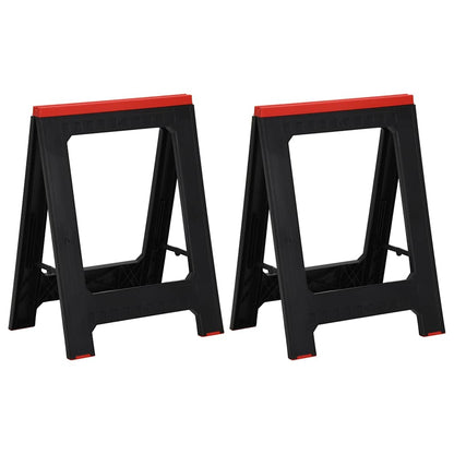 vidaXL Foldable Work Trestles 2 pcs Black and Red Polypropylene 350 kg 1