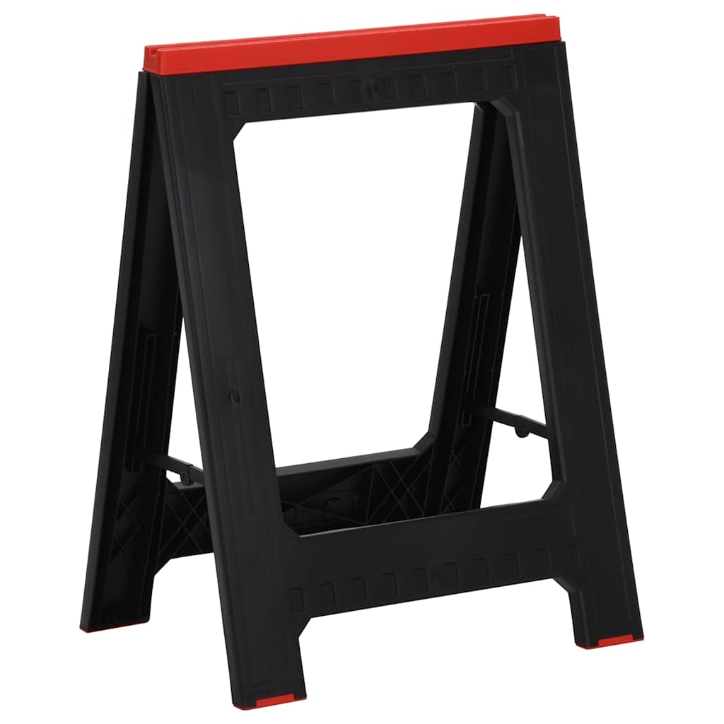 vidaXL Foldable Work Trestles 2 pcs Black and Red Polypropylene 350 kg 3