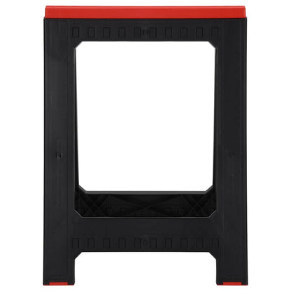 vidaXL Foldable Work Trestles 2 pcs Black and Red Polypropylene 350 kg 4