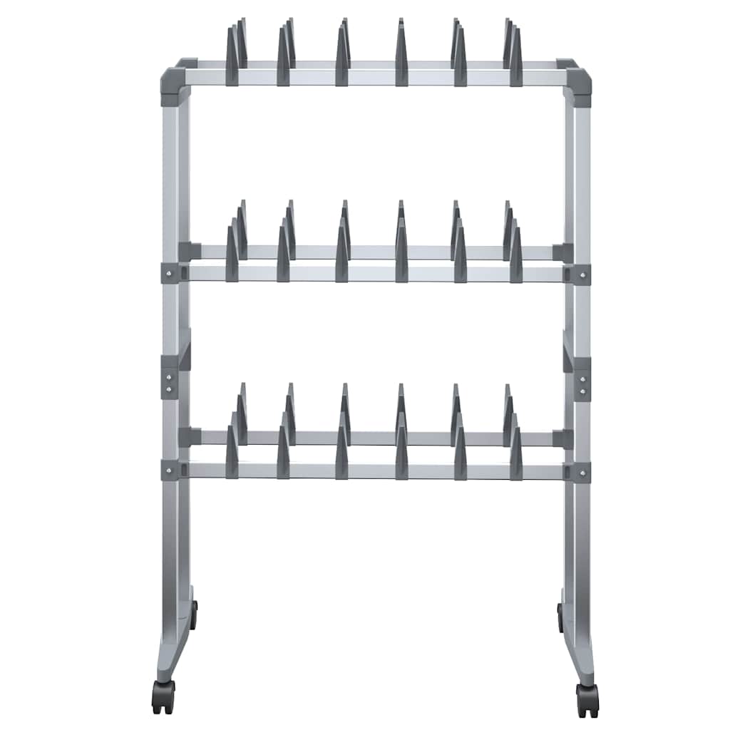 vidaXL Shoe Rack | Silver | Aluminium, PS, PE | Medium |  Rollable  | Shoe Rack 3