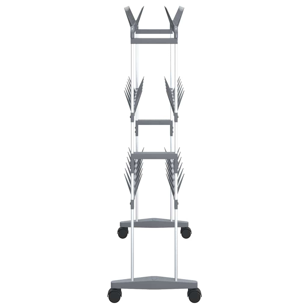 vidaXL Shoe Rack | Silver | Aluminium, PS, PE | Medium |  Rollable  | Shoe Rack 4
