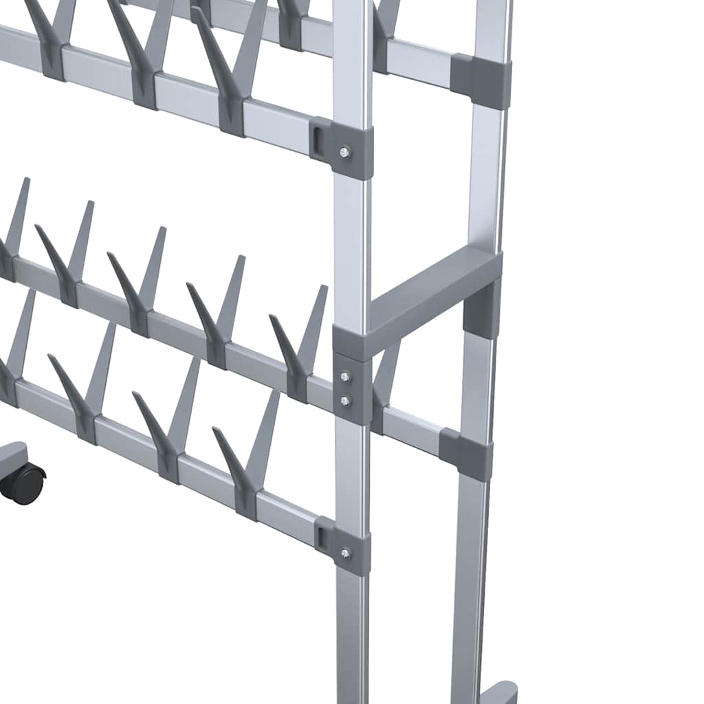 vidaXL Shoe Rack | Silver | Aluminium, PS, PE | Medium |  Rollable  | Shoe Rack 5