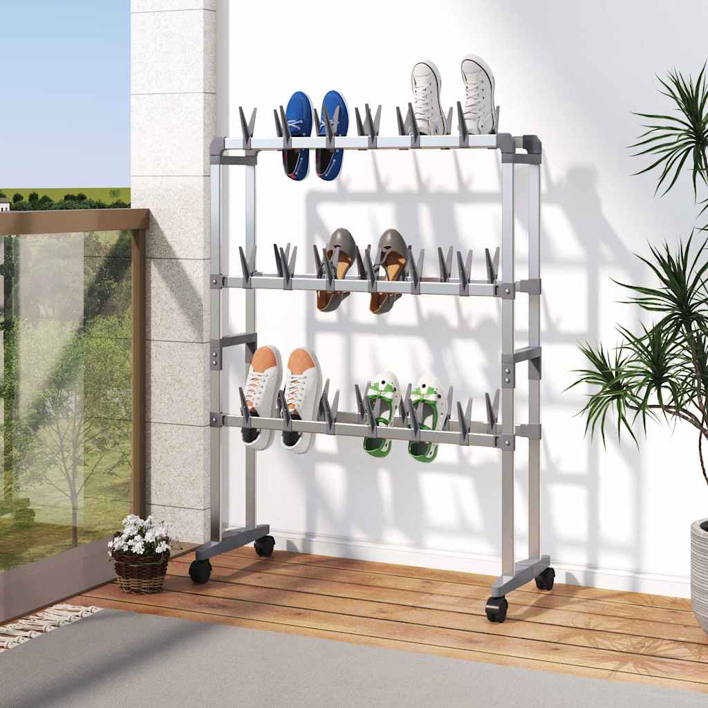vidaXL Shoe Rack | Silver | Aluminium, PS, PE | Medium |  Rollable  | Shoe Rack 1