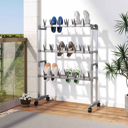 vidaXL Shoe Rack | Silver | Aluminium, PS, PE | Medium |  Rollable  | Shoe Rack 1