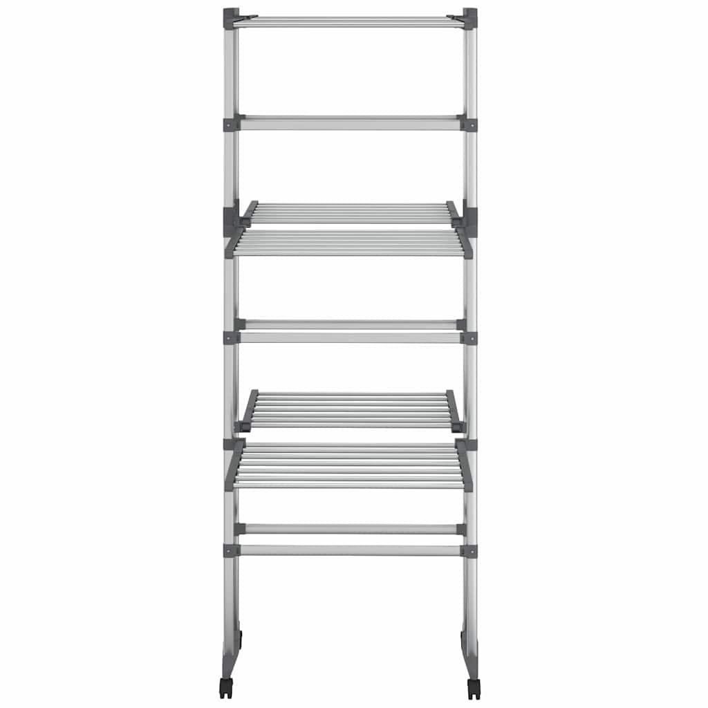 vidaXL 3-Tier Laundry Drying Rack with Wheels Silver 60x70x129 cm 3