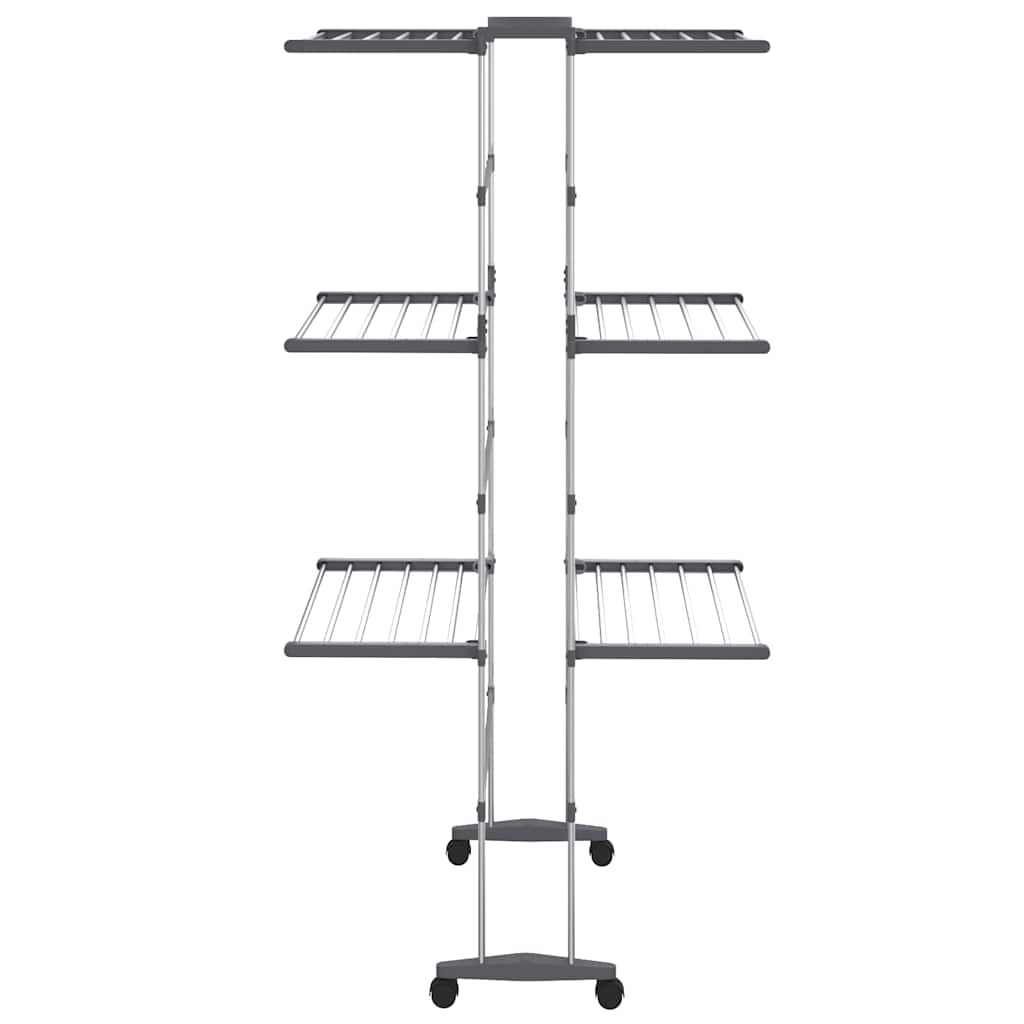vidaXL 3-Tier Laundry Drying Rack with Wheels Silver 60x70x129 cm 4