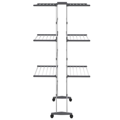vidaXL 3-Tier Laundry Drying Rack with Wheels Silver 60x70x129 cm 4