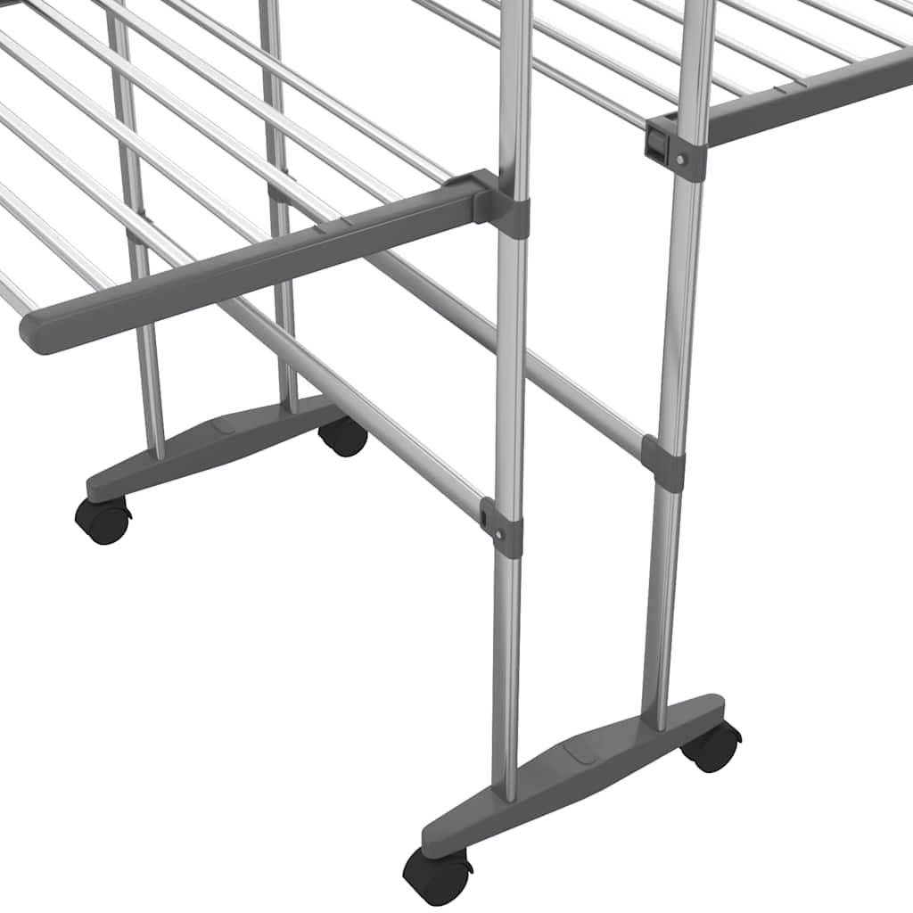 vidaXL 3-Tier Laundry Drying Rack with Wheels Silver 60x70x129 cm 6