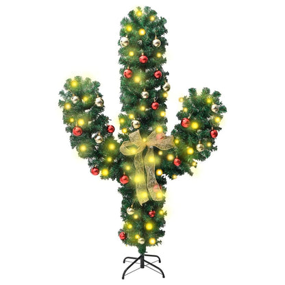 vidaXL Christmas Cactus with Stand and LED Green 150 cm PVC 2