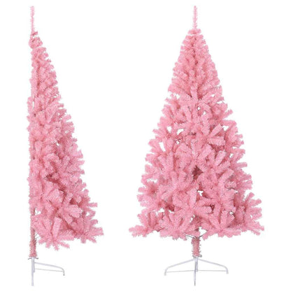 vidaXL Artificial Half Christmas Tree with Stand Pink 240 cm PVC 2